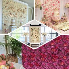 13 sq ft Purple and Violet Assorted Silk Flowers Wall Backdrop Panels Wedding