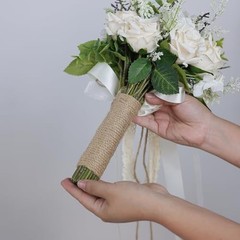 Wedding Bouquets Large for Bride Bridesmaid,White Champagne 9.5 inches