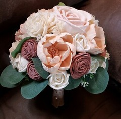 Blush Peach Pink Bridal Bouquet Artificial Sola Wood Wedding Flowers Bridesmaid