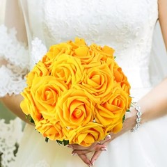 Artificial Flowers Real Touch Fake Flowers Soft Foam Roses with 30PCS Yellow