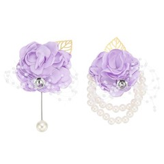 Rose Bridesmaid Wrist Flower Corsage Artificial Bride Wrist Corsage Light Purple