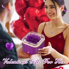 Beferr Valentines Day Gifts for Her Preserved Real Rose with 16 cm, A Purple