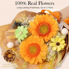 Forever Flowers for Delivery – Preserved Sunflowers Bouquet, Real Orange