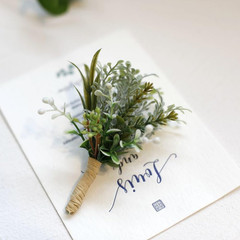 Set of 6 Succulent Boutonniere for Men Wedding, Greenery Plants Boutineers for G