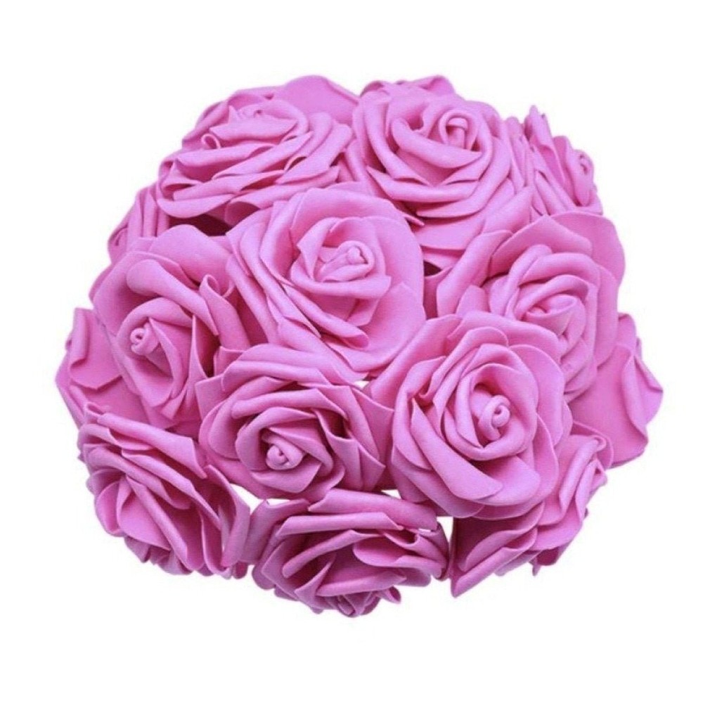 20x Rose Red 7cm Foam Flowers Rose Stems Artificial Wedding Bride Bouquet