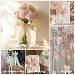 Chiffon Ribbon Mixed Color Silk Ribbon Set 9 Rolls 1.5″ x 49Yd Frayed Fringe
