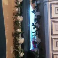 2 Pack Artificial Rose Vine Each 6.5FT Fake Rose Garland Hanging Flower Cream