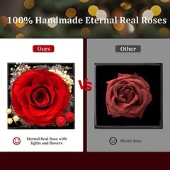 FOCIE Preserved Purple Real Rose with I Love You Necklace -Eternal