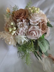 Nude/Peach Bridal Bouquet Artificial Silk Foam Flowers