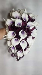Eggplant White Hydrangea Calla Lily Bridal Wedding Bouquet Accessories