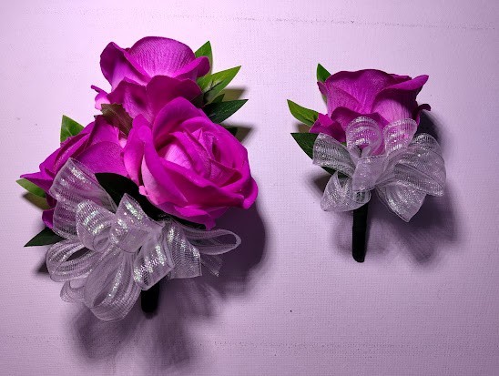 Hand Made pin on Corsage and boutonniere Set