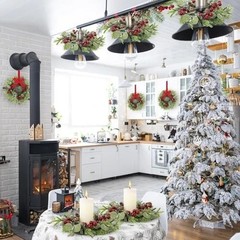 Pcs 9 Inch Artificial Wreaths for Kitchen Cabinet Norfolk Pine 8 Christmas