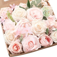 Cream Blush Artificial Flowers Fake Roses Peonies and Greenery Creamy Pink