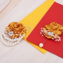 Rose Bridesmaid Wrist Flower Corsage Artificial Bride Wrist Corsage Yellow