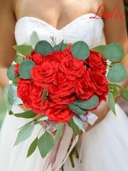 Rose Head Flowers with Stem – 108pcs Red Roses Artificial Flowers Red Color