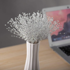 50Pcs Beaded Stick Bride Wedding Pearl Bouquet Party Decoration (Silver)