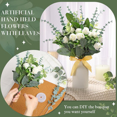 Set of 6 Bridesmaid Bouquets for Wedding, 6 White Roses Bouquets, and 155 Pcs 3