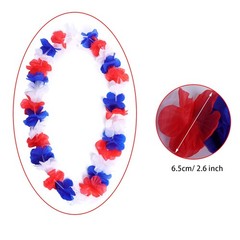 SUMERSHA 5 Set 20pcs Red White and Blue Flower Leis Patriotic 4th of July Decora