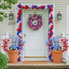 4th of July Babys Breath Artificial Flowers 16 Bundles Red White Blue Fake Silk