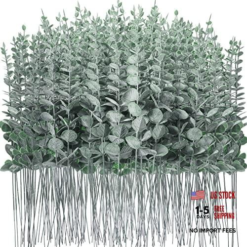 300 Dark Green Artificial Eucalyptus Leaves – Faux Greenery Eucalyptus Stems