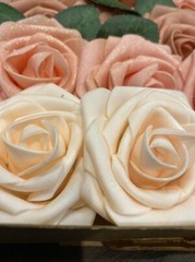 25-50 Pcs Foam Artificial Rose Heads Flowers W/Stem Wedding Bride Bouquet Decors