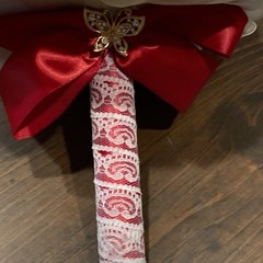 Wedding Bouquet Red/White Roses Bling Decor Marriage Bride Maid Matron (A)
