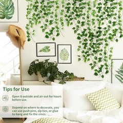 Fake Vines for Room Decor 24 Pack 168ft A-24pcs of Vines with 0 LED lights