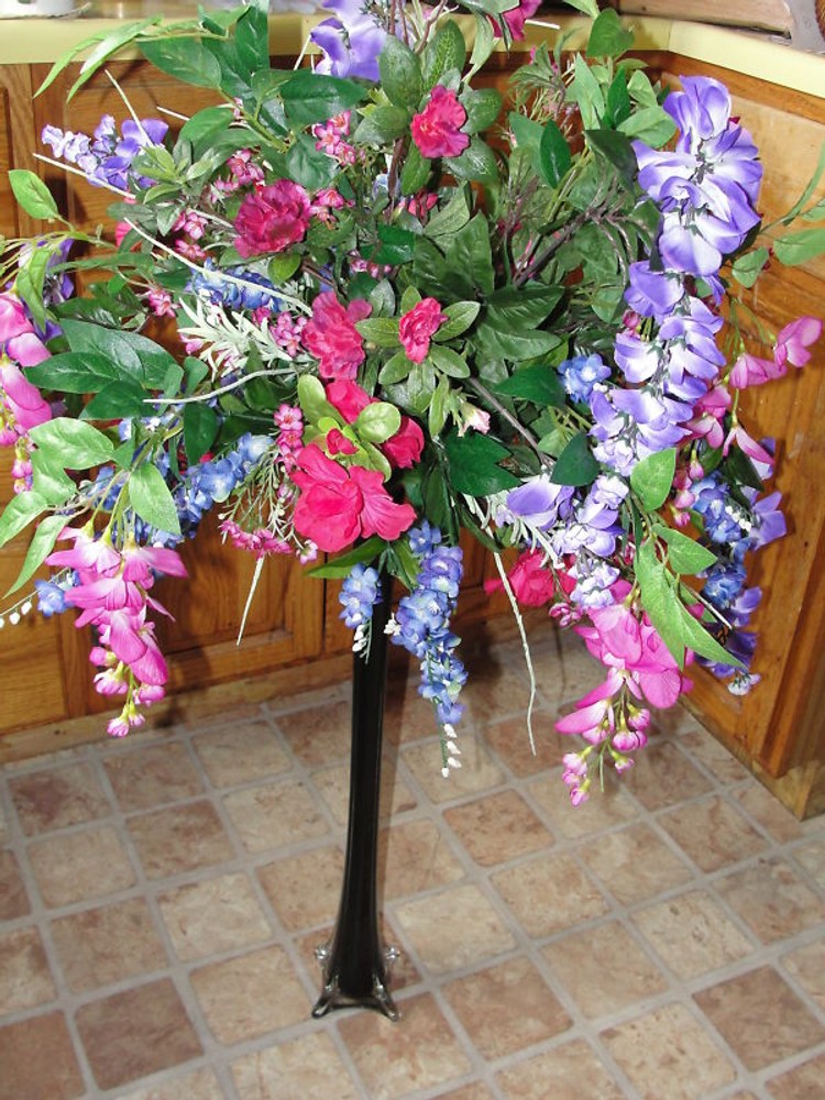 Purple Wisteria Fuschia Pink Vase Silk Flower Bouquet Bridal Altar Receptions