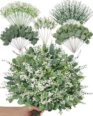 Pcs 5 Kinds Mixed Artificial Greenery Eucalyptus Stems Bulk, Babys Breath 100