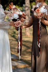 7 Inch Walnut Brown and Nude Wedding Bouquet for Bride Bridesmaid,Small Weddi…