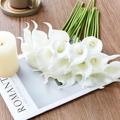Artificial Calla Lily 12Pcs White Real Touch Faux Flowers for A – Pure White