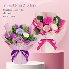 Preserved Flowers Bouquet – Birthday Gifts for Women, Real Purple