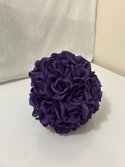 Artificial Flower Kissing Ball Purple Silk Rose Pomander for Wedding 1 Piece