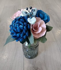 Pink Navy Blue Wedding Centerpieces for Jars Sola Wood Flower Bouquets Shower