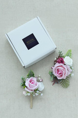 Pink Corsage and Boutonniere Set, Prom Wedding Homecoming Wrist Corsage Wristlet
