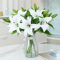 Pcs Artificial Tiger Lily Real Touch Easter Lily Fake Spring Flowers 8 White
