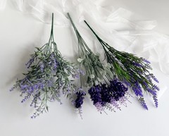 Lavender Artificial Flowers Dusty Purple Bush Deep Purple Lavenders Faux Silk x1