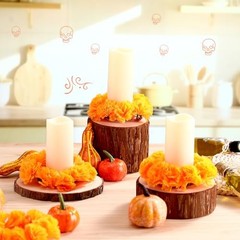 12 Pcs Day of The Dead Candle Rings Wreaths 6 Inch Artificial Orange Floral