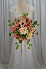 Peaches and Golden Yellows Garden Faux Silk Wedding Bouquet