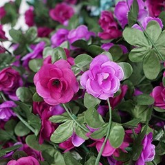 2Pcs 16.4Ft Flower Garland Artificial Rose Vines for Bedroom, 2 Pcs Purple