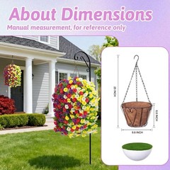 Artificial Fake Hanging Flowers Basket for Spring Yellow White Purple Red