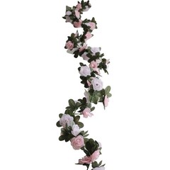 2 BLUSH DUSTY ROSE 8 ft long Silk Mini Rose Wedding Garland Leaves Bendable