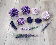 Lavender Blue Bridal Bouquet Purple Sola Wood Bridesmaid Custom Wedding Flowers