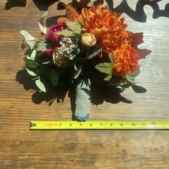 Beautiful Bridal Wedding Bouquet Budget Handmade Faux Flowers Orange Red Yellow