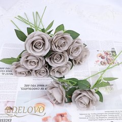 pcs Roses Artificial Flowers Fake Flowers Silk Roses with 16.6L 52Pcs 52 Grey