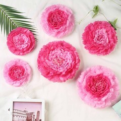 24 pack 7″ 9″ 11″ Fuchsia and Pink Tissue Paper Carnation Flowers Home Backdrop