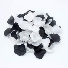 2NDTONONE 900PCS Silver Black White Artificial Flowers Silk Rose Petals Flower