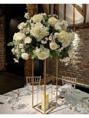 NEW Gold Wedding Flower Stand Sets Of 2, 24 Inch Tall Vase Column Stand Flower