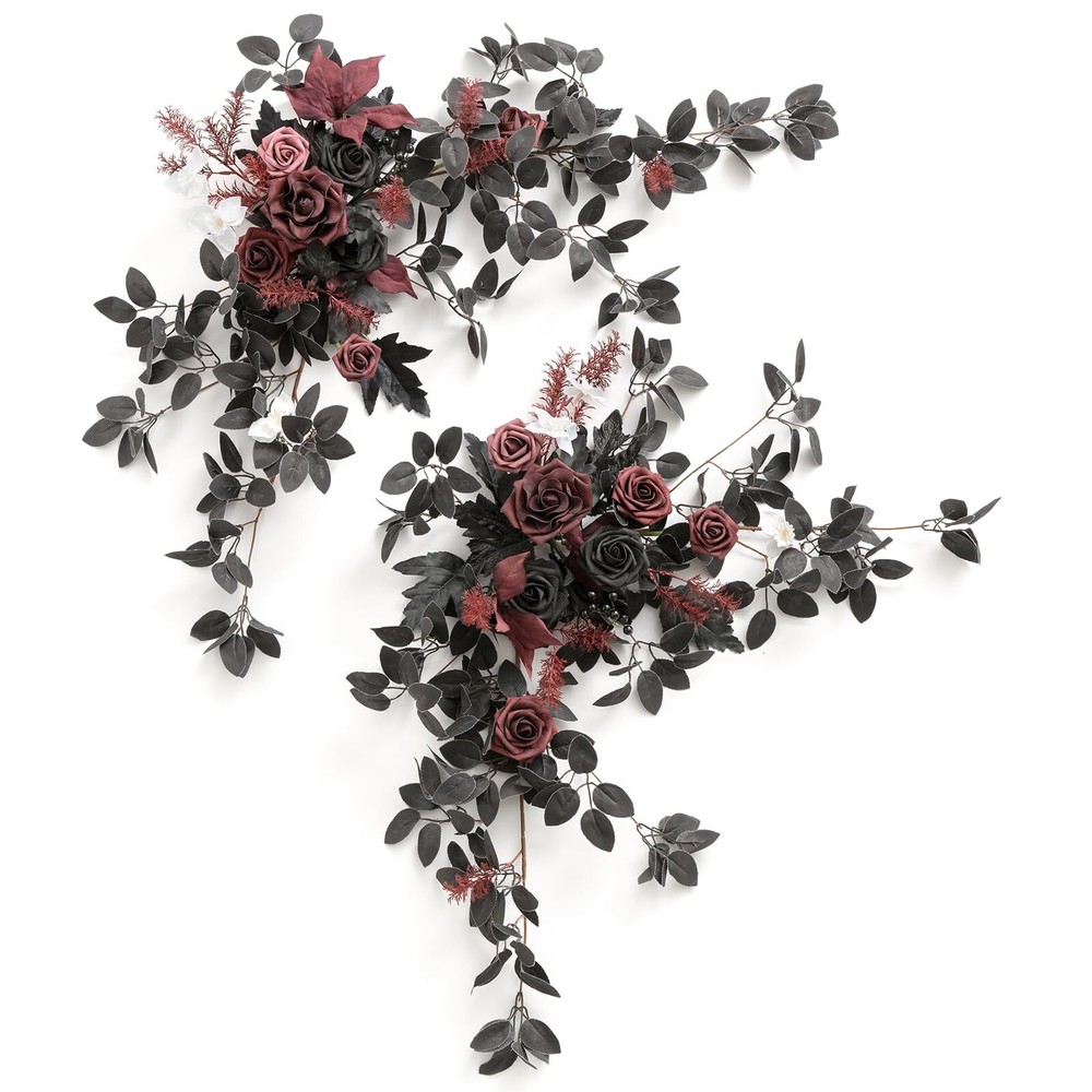 Ling’s Moment 2PCS Black Arch Flowers Artificial Floral Swags Centerpieces Bu…