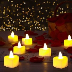 2000 Pcs Artificial Rose Petals with 24 Pcs Heart Flameless Tea Light Candles